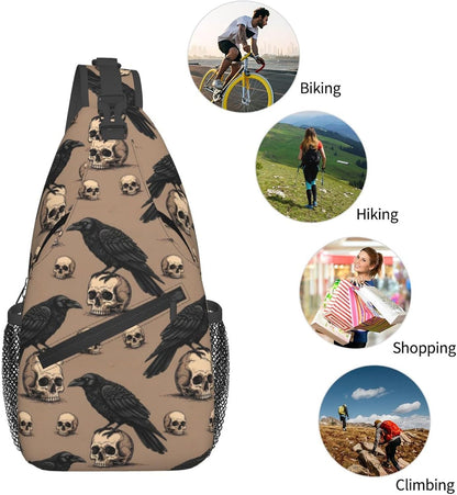 Men Women Sling Shoulder Backpack Casual Carrying Tote Case Crossbody Travel Bag, Anti-Theft Multipurpose Carry On Bag, Dolphin Lotus Crossbody Bag