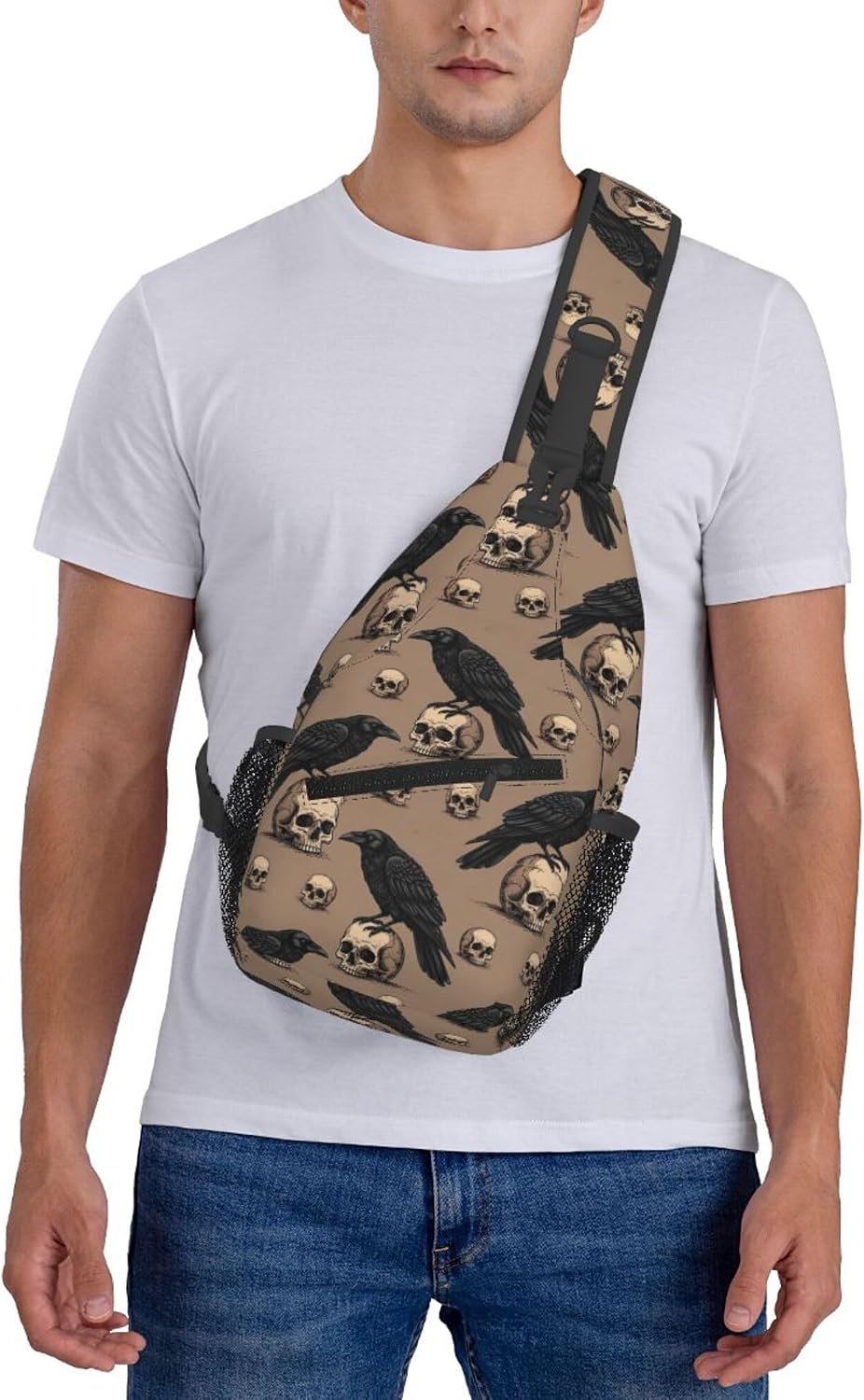 Men Women Sling Shoulder Backpack Casual Carrying Tote Case Crossbody Travel Bag, Anti-Theft Multipurpose Carry On Bag, Dolphin Lotus Crossbody Bag