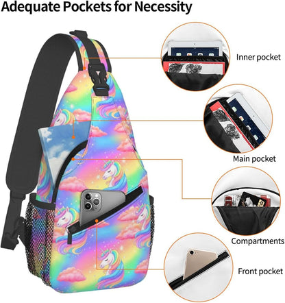 Men Women Sling Shoulder Backpack Casual Carrying Tote Case Crossbody Travel Bag, Anti-Theft Multipurpose Carry On Bag, Dolphin Lotus Crossbody Bag