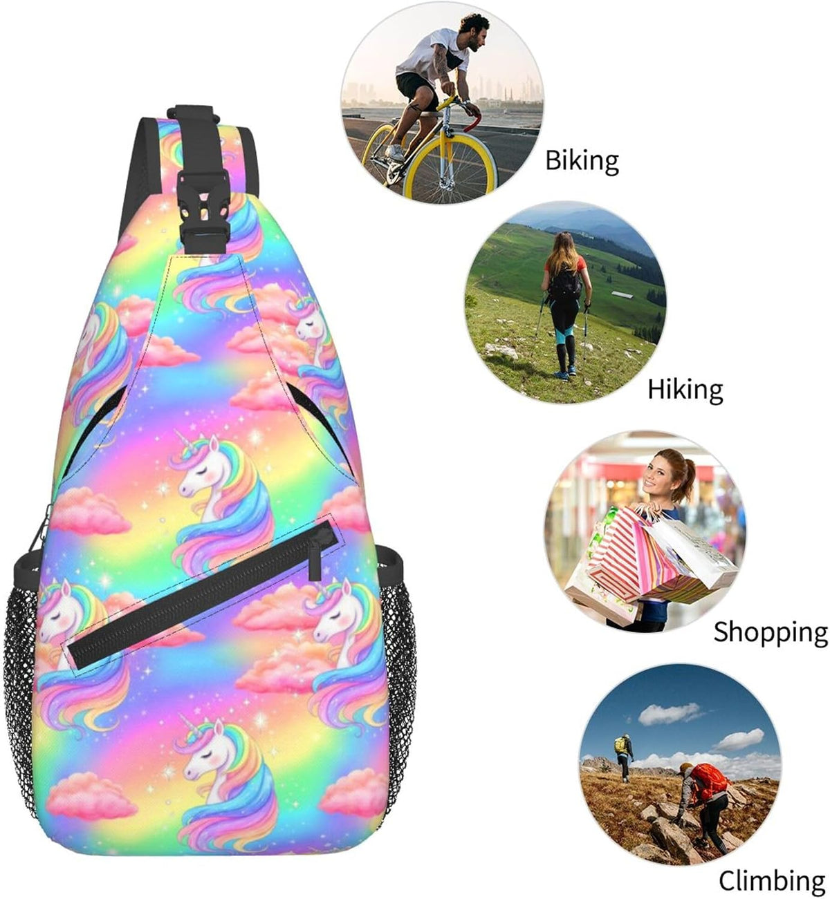 Men Women Sling Shoulder Backpack Casual Carrying Tote Case Crossbody Travel Bag, Anti-Theft Multipurpose Carry On Bag, Dolphin Lotus Crossbody Bag