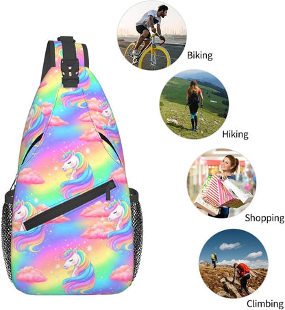 Men Women Sling Shoulder Backpack Casual Carrying Tote Case Crossbody Travel Bag, Anti-Theft Multipurpose Carry On Bag, Dolphin Lotus Crossbody Bag