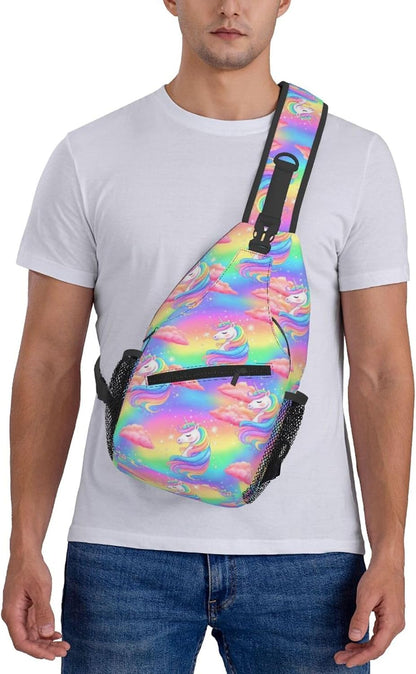 Men Women Sling Shoulder Backpack Casual Carrying Tote Case Crossbody Travel Bag, Anti-Theft Multipurpose Carry On Bag, Dolphin Lotus Crossbody Bag