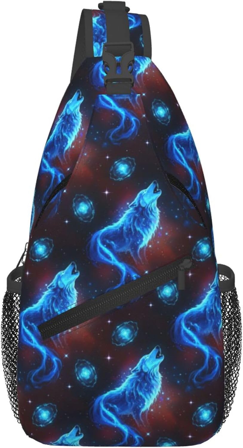 Men Women Sling Shoulder Backpack Casual Carrying Tote Case Crossbody Travel Bag, Anti-Theft Multipurpose Carry On Bag, Dolphin Lotus Crossbody Bag