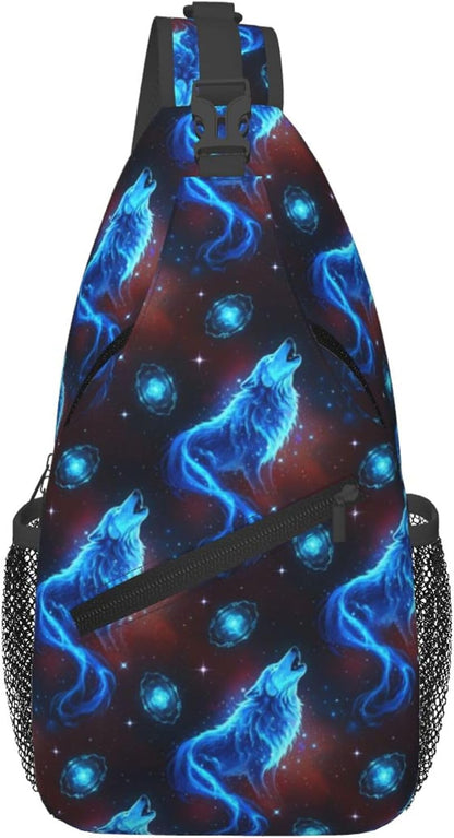 Men Women Sling Shoulder Backpack Casual Carrying Tote Case Crossbody Travel Bag, Anti-Theft Multipurpose Carry On Bag, Dolphin Lotus Crossbody Bag