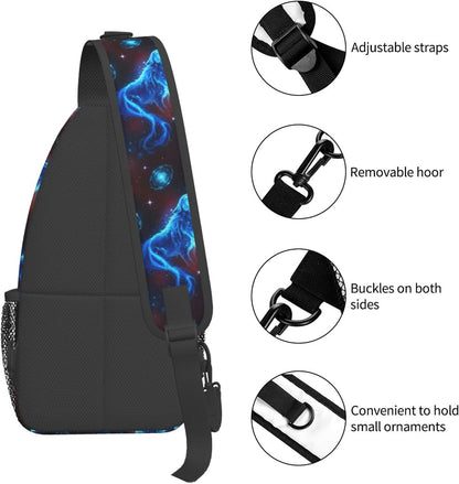 Men Women Sling Shoulder Backpack Casual Carrying Tote Case Crossbody Travel Bag, Anti-Theft Multipurpose Carry On Bag, Dolphin Lotus Crossbody Bag