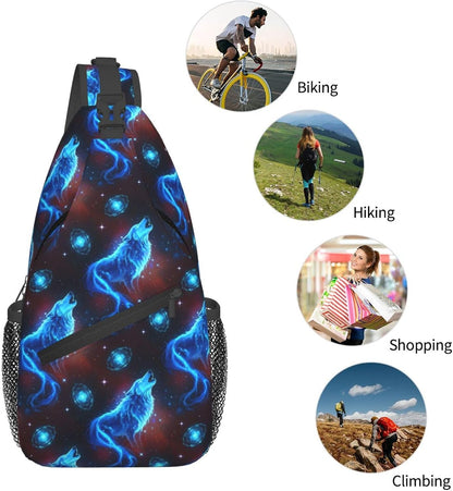 Men Women Sling Shoulder Backpack Casual Carrying Tote Case Crossbody Travel Bag, Anti-Theft Multipurpose Carry On Bag, Dolphin Lotus Crossbody Bag