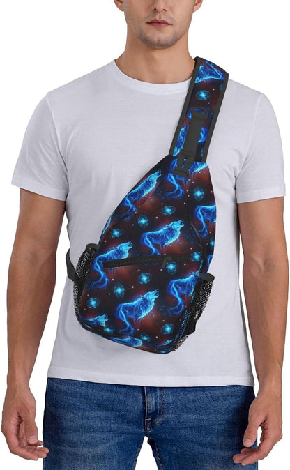 Men Women Sling Shoulder Backpack Casual Carrying Tote Case Crossbody Travel Bag, Anti-Theft Multipurpose Carry On Bag, Dolphin Lotus Crossbody Bag