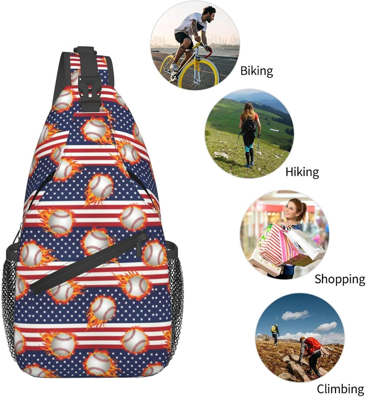 Men Women Sling Shoulder Backpack Casual Carrying Tote Case Crossbody Travel Bag, Anti-Theft Multipurpose Carry On Bag, Dolphin Lotus Crossbody Bag