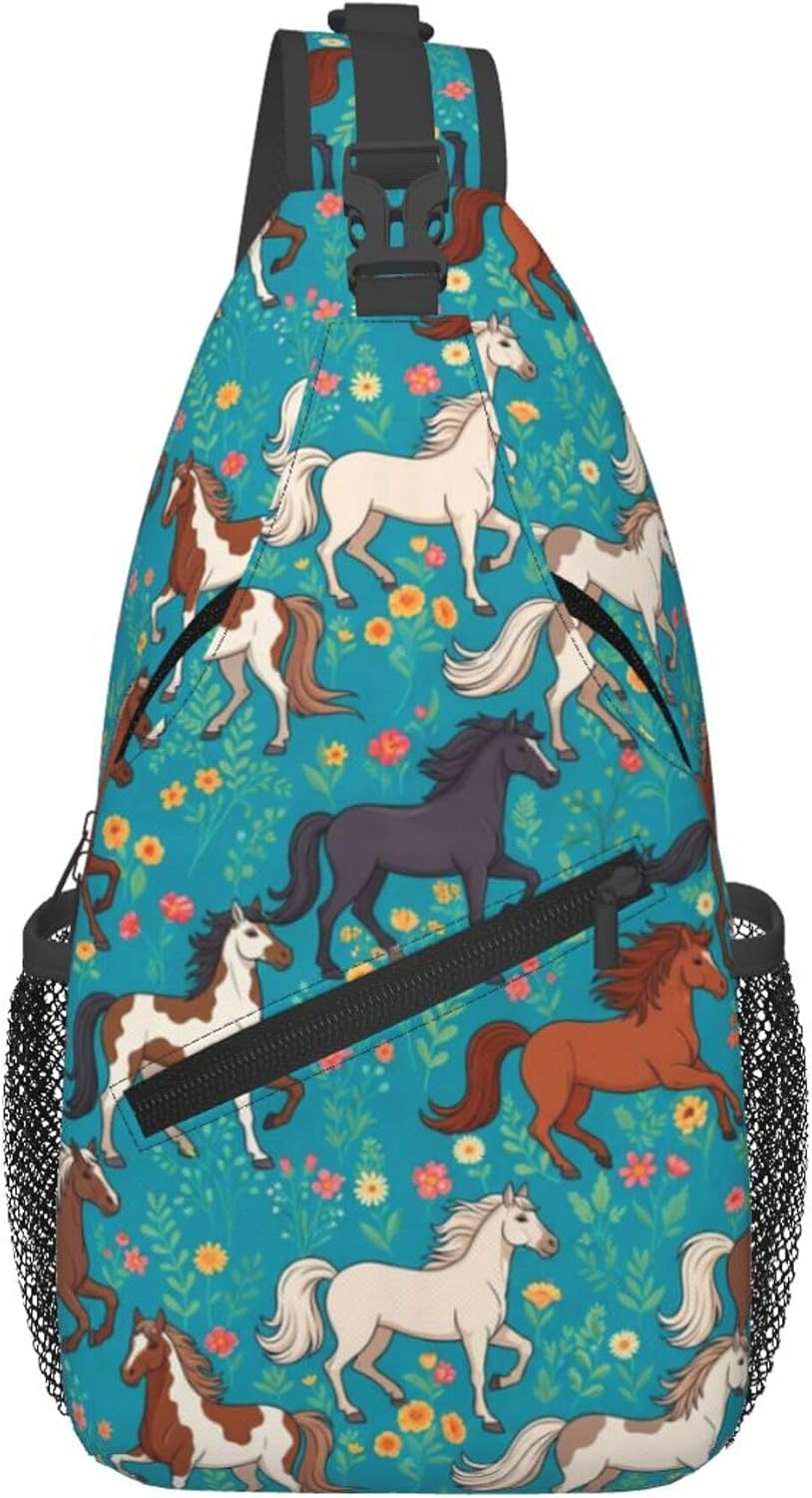 Men Women Sling Shoulder Backpack Casual Carrying Tote Case Crossbody Travel Bag, Anti-Theft Multipurpose Carry On Bag, Dolphin Lotus Crossbody Bag