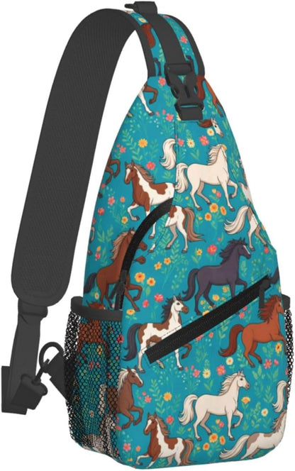 Men Women Sling Shoulder Backpack Casual Carrying Tote Case Crossbody Travel Bag, Anti-Theft Multipurpose Carry On Bag, Dolphin Lotus Crossbody Bag