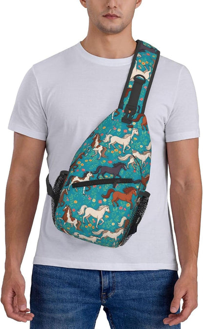 Men Women Sling Shoulder Backpack Casual Carrying Tote Case Crossbody Travel Bag, Anti-Theft Multipurpose Carry On Bag, Dolphin Lotus Crossbody Bag