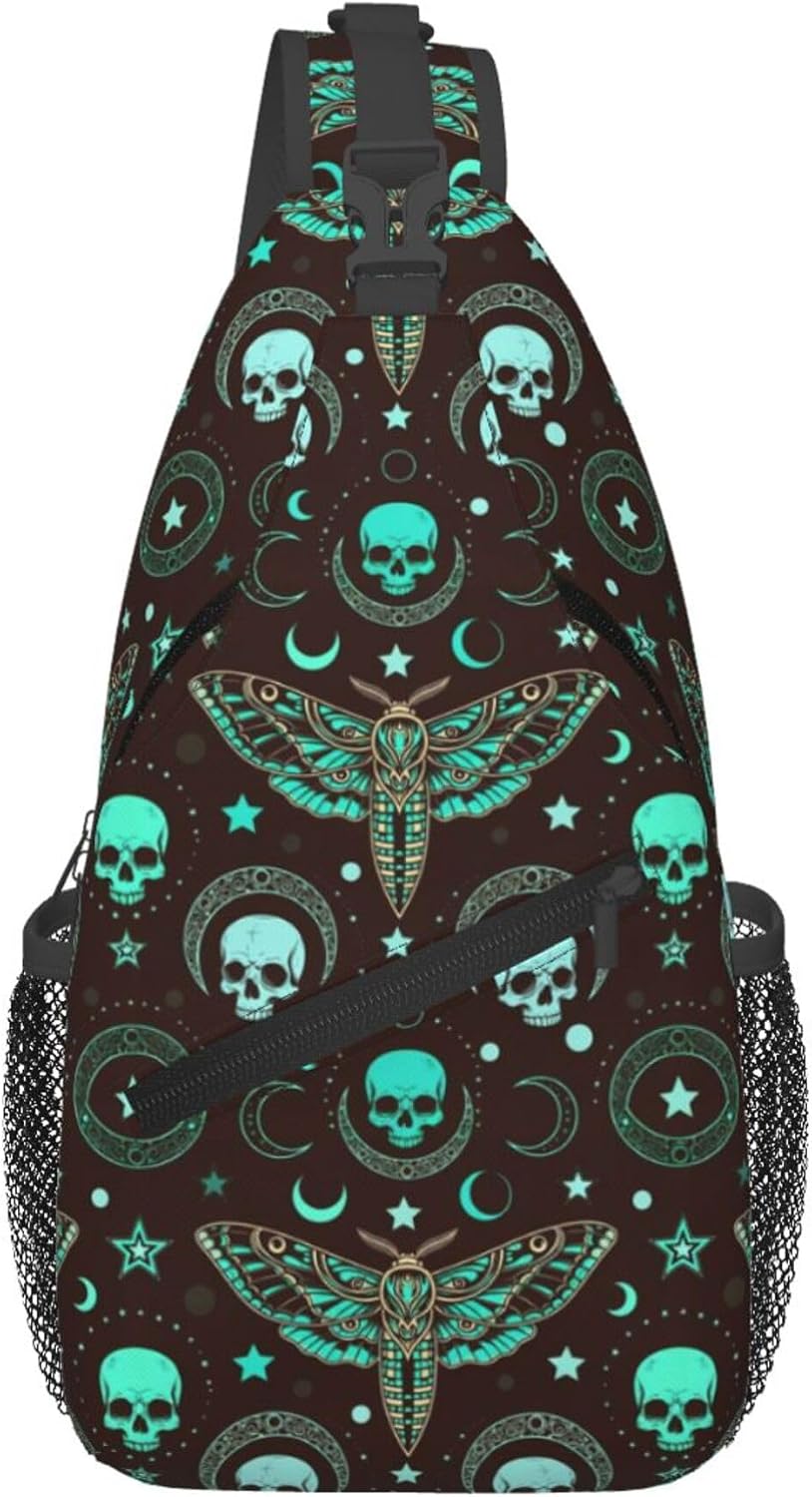 Men Women Sling Shoulder Backpack Casual Carrying Tote Case Crossbody Travel Bag, Anti-Theft Multipurpose Carry On Bag, Dolphin Lotus Crossbody Bag