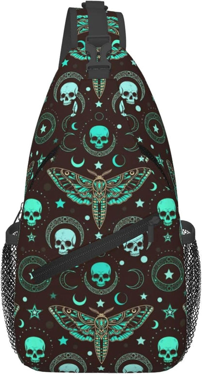 Men Women Sling Shoulder Backpack Casual Carrying Tote Case Crossbody Travel Bag, Anti-Theft Multipurpose Carry On Bag, Dolphin Lotus Crossbody Bag
