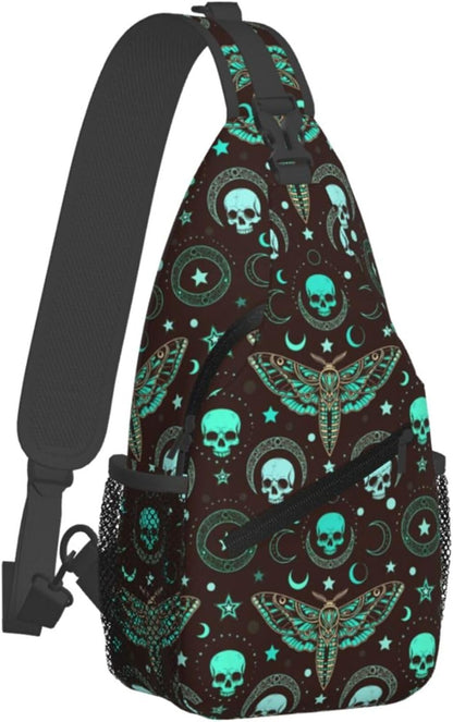 Men Women Sling Shoulder Backpack Casual Carrying Tote Case Crossbody Travel Bag, Anti-Theft Multipurpose Carry On Bag, Dolphin Lotus Crossbody Bag