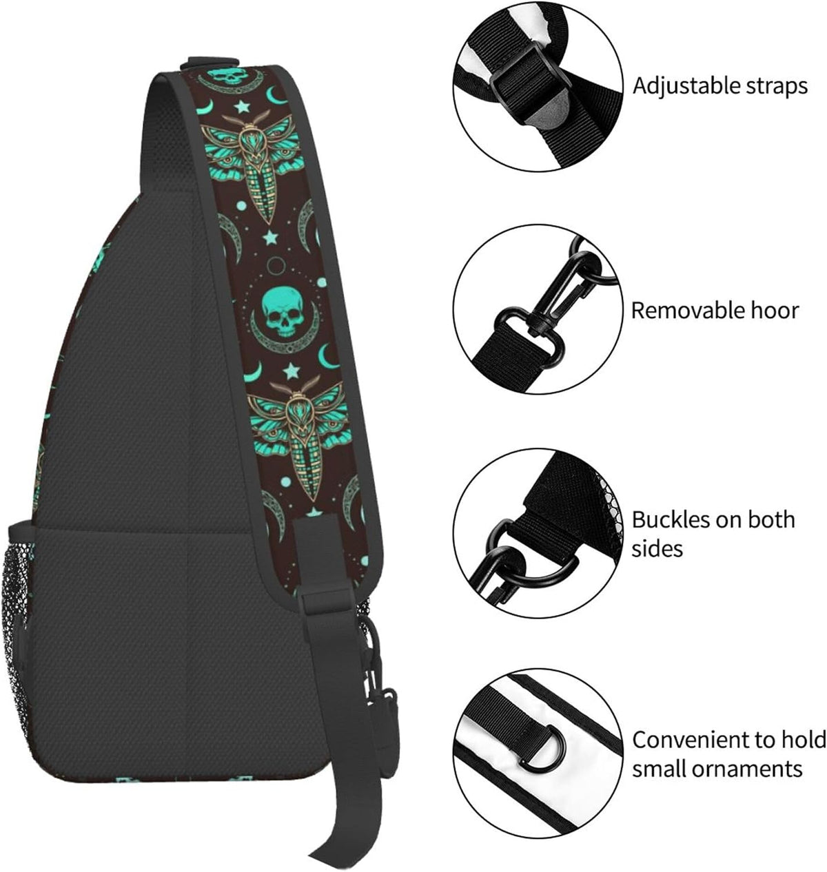 Men Women Sling Shoulder Backpack Casual Carrying Tote Case Crossbody Travel Bag, Anti-Theft Multipurpose Carry On Bag, Dolphin Lotus Crossbody Bag