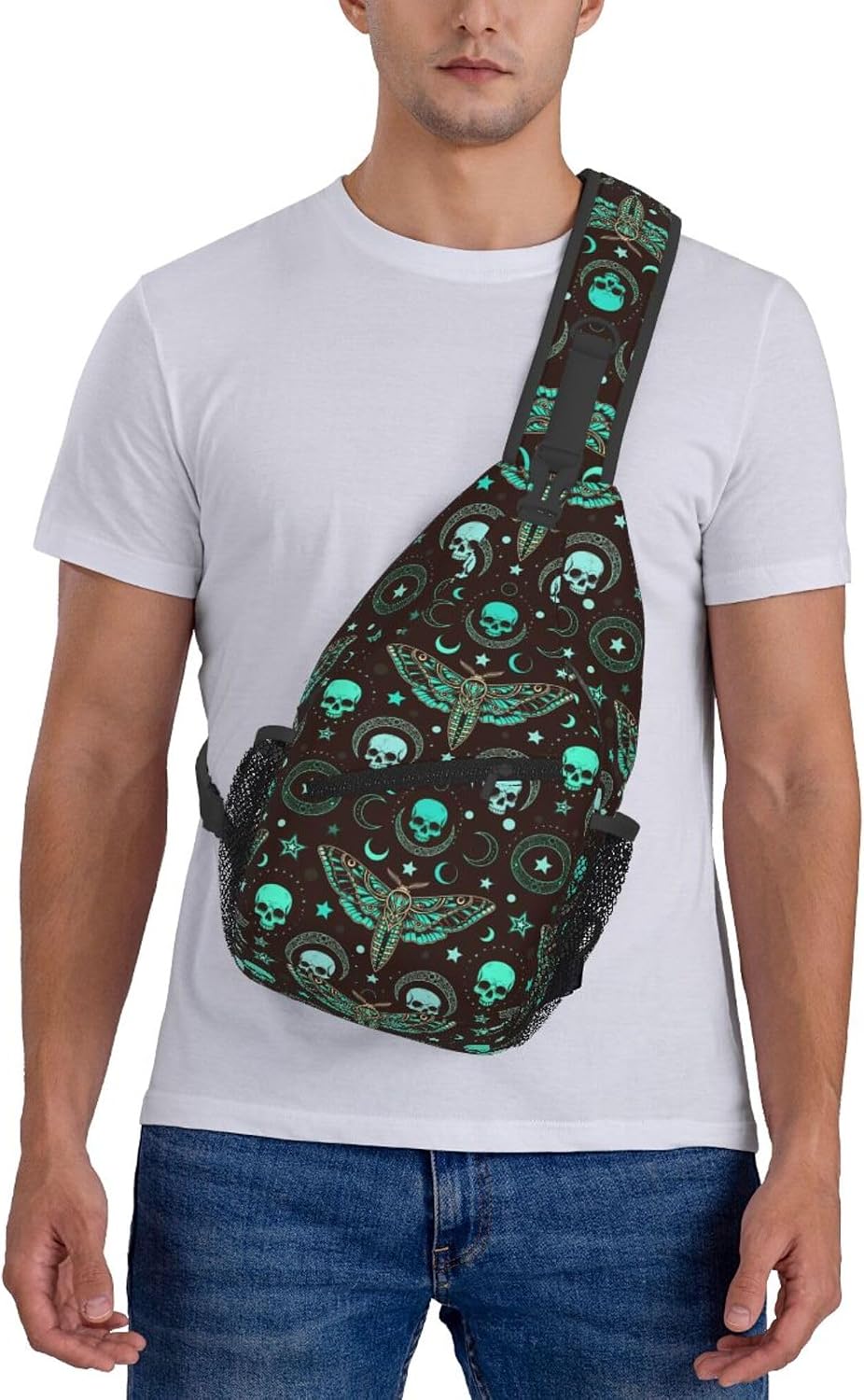 Men Women Sling Shoulder Backpack Casual Carrying Tote Case Crossbody Travel Bag, Anti-Theft Multipurpose Carry On Bag, Dolphin Lotus Crossbody Bag