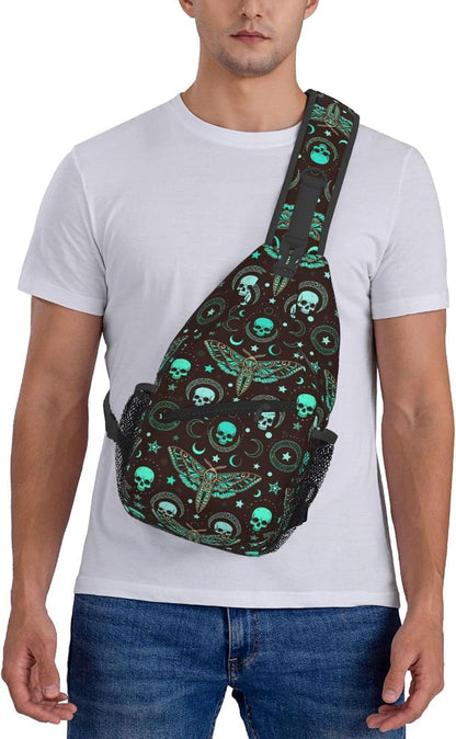Men Women Sling Shoulder Backpack Casual Carrying Tote Case Crossbody Travel Bag, Anti-Theft Multipurpose Carry On Bag, Dolphin Lotus Crossbody Bag