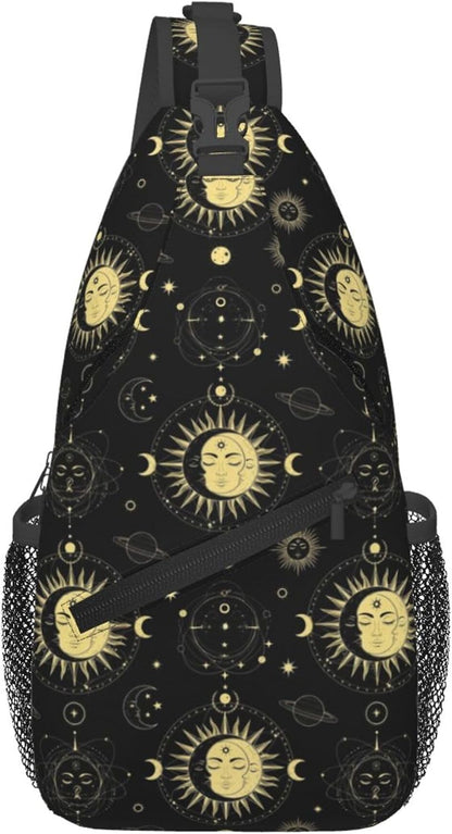 Men Women Sling Shoulder Backpack Casual Carrying Tote Case Crossbody Travel Bag, Anti-Theft Multipurpose Carry On Bag, Dolphin Lotus Crossbody Bag