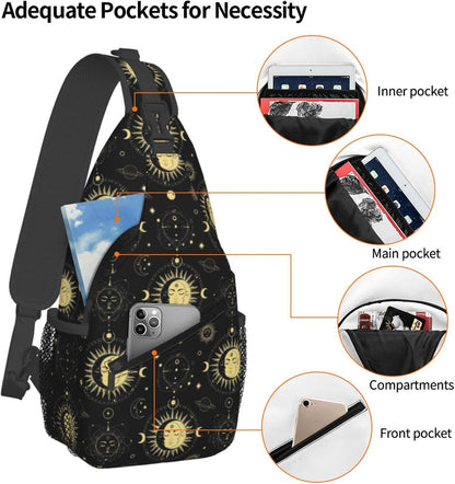 Men Women Sling Shoulder Backpack Casual Carrying Tote Case Crossbody Travel Bag, Anti-Theft Multipurpose Carry On Bag, Dolphin Lotus Crossbody Bag
