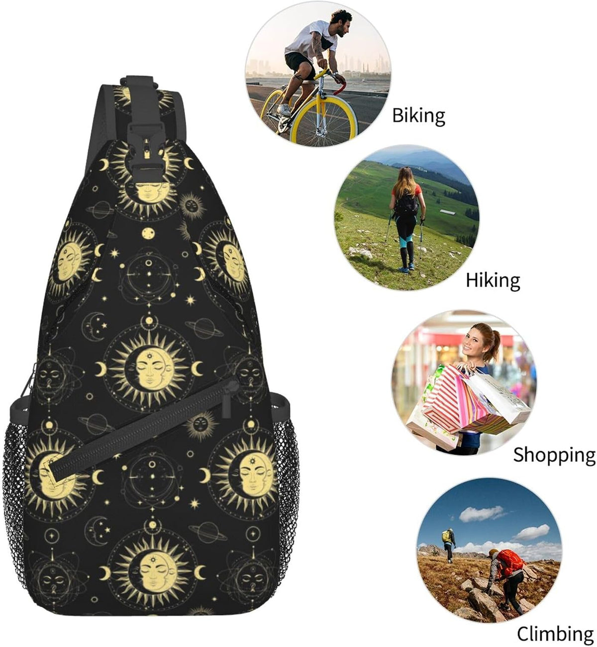 Men Women Sling Shoulder Backpack Casual Carrying Tote Case Crossbody Travel Bag, Anti-Theft Multipurpose Carry On Bag, Dolphin Lotus Crossbody Bag