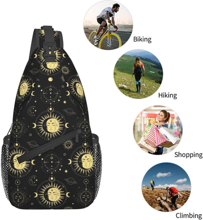 Men Women Sling Shoulder Backpack Casual Carrying Tote Case Crossbody Travel Bag, Anti-Theft Multipurpose Carry On Bag, Dolphin Lotus Crossbody Bag