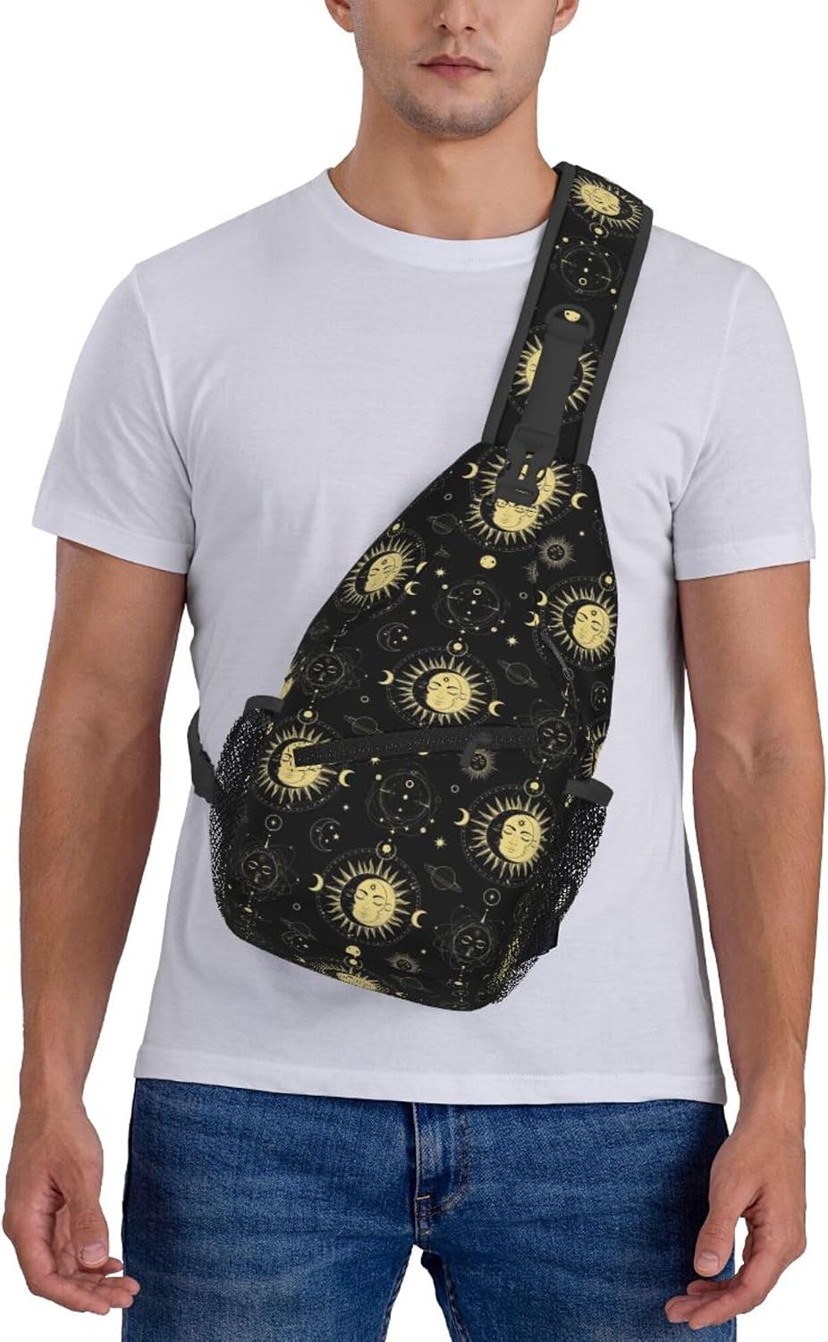 Men Women Sling Shoulder Backpack Casual Carrying Tote Case Crossbody Travel Bag, Anti-Theft Multipurpose Carry On Bag, Dolphin Lotus Crossbody Bag