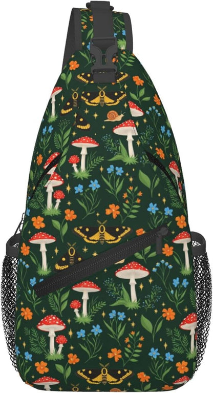 Men Women Sling Shoulder Backpack Casual Carrying Tote Case Crossbody Travel Bag, Anti-Theft Multipurpose Carry On Bag, Dolphin Lotus Crossbody Bag