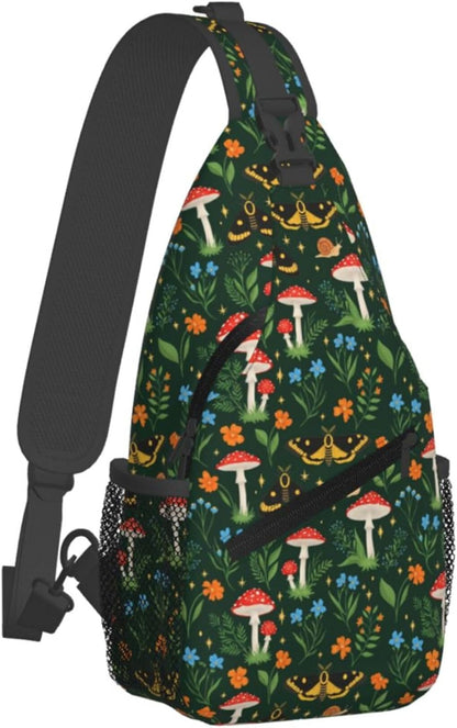 Men Women Sling Shoulder Backpack Casual Carrying Tote Case Crossbody Travel Bag, Anti-Theft Multipurpose Carry On Bag, Dolphin Lotus Crossbody Bag