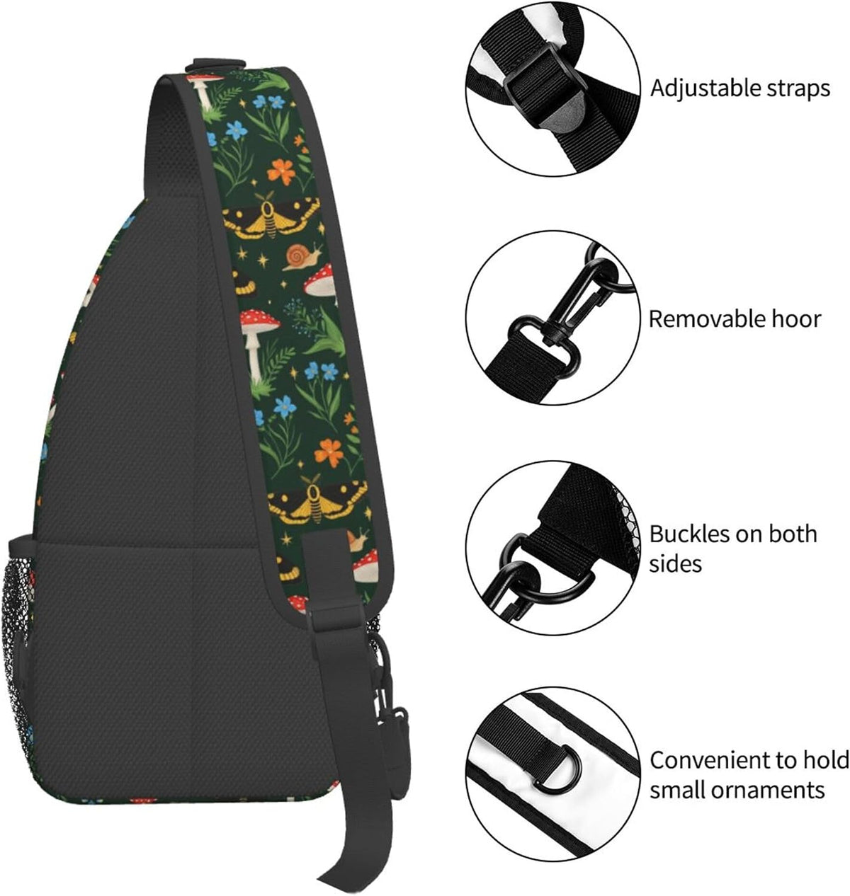 Men Women Sling Shoulder Backpack Casual Carrying Tote Case Crossbody Travel Bag, Anti-Theft Multipurpose Carry On Bag, Dolphin Lotus Crossbody Bag