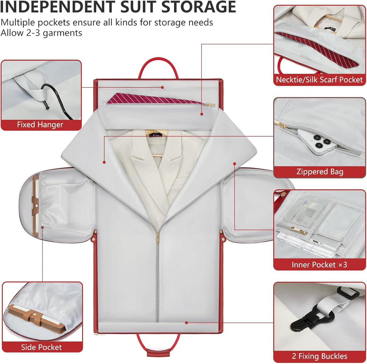 Leather Garment Bags for Travel, Convertible Carry on Garment Duffel Bag for Men, 2 in 1 Waterproof Foldable Travel Suit Bag with Shoulder Strap Weekender Bag with Shoe Pouch