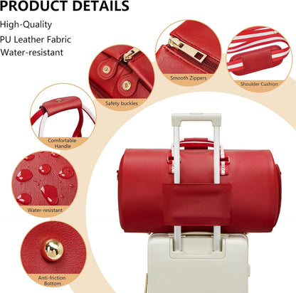 Leather Garment Bags for Travel, Convertible Carry on Garment Duffel Bag for Men, 2 in 1 Waterproof Foldable Travel Suit Bag with Shoulder Strap Weekender Bag with Shoe Pouch