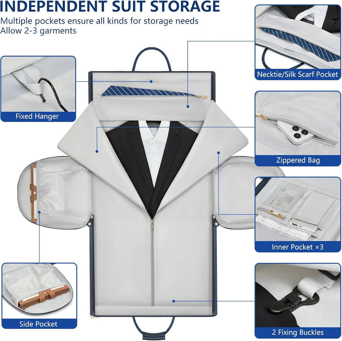 Leather Garment Bags for Travel, Convertible Carry on Garment Duffel Bag for Men, 2 in 1 Waterproof Foldable Travel Suit Bag with Shoulder Strap Weekender Bag with Shoe Pouch