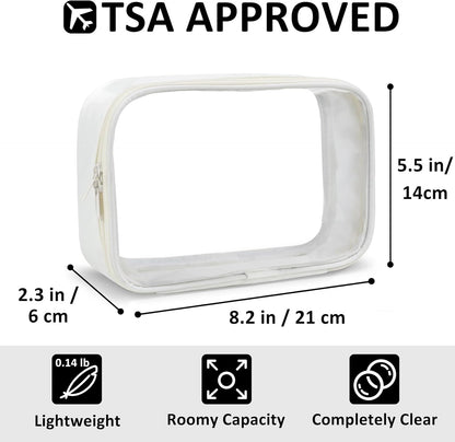 TSA Approved Toiletry Bag Clear Quart Size Travel Bags Makeup Bag | Large Opening, for Men and Women, Carry on Airline Compliant, Transparent Liquids Pouch, Grey