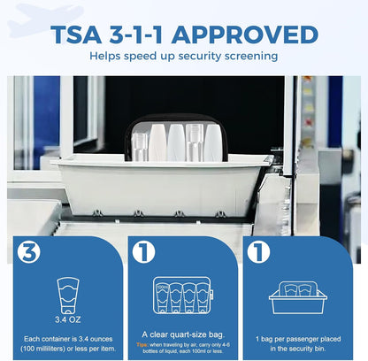 TSA Approved Toiletry Bag Clear Quart Size Travel Bags Makeup Bag | Large Opening, for Men and Women, Carry on Airline Compliant, Transparent Liquids Pouch, Grey