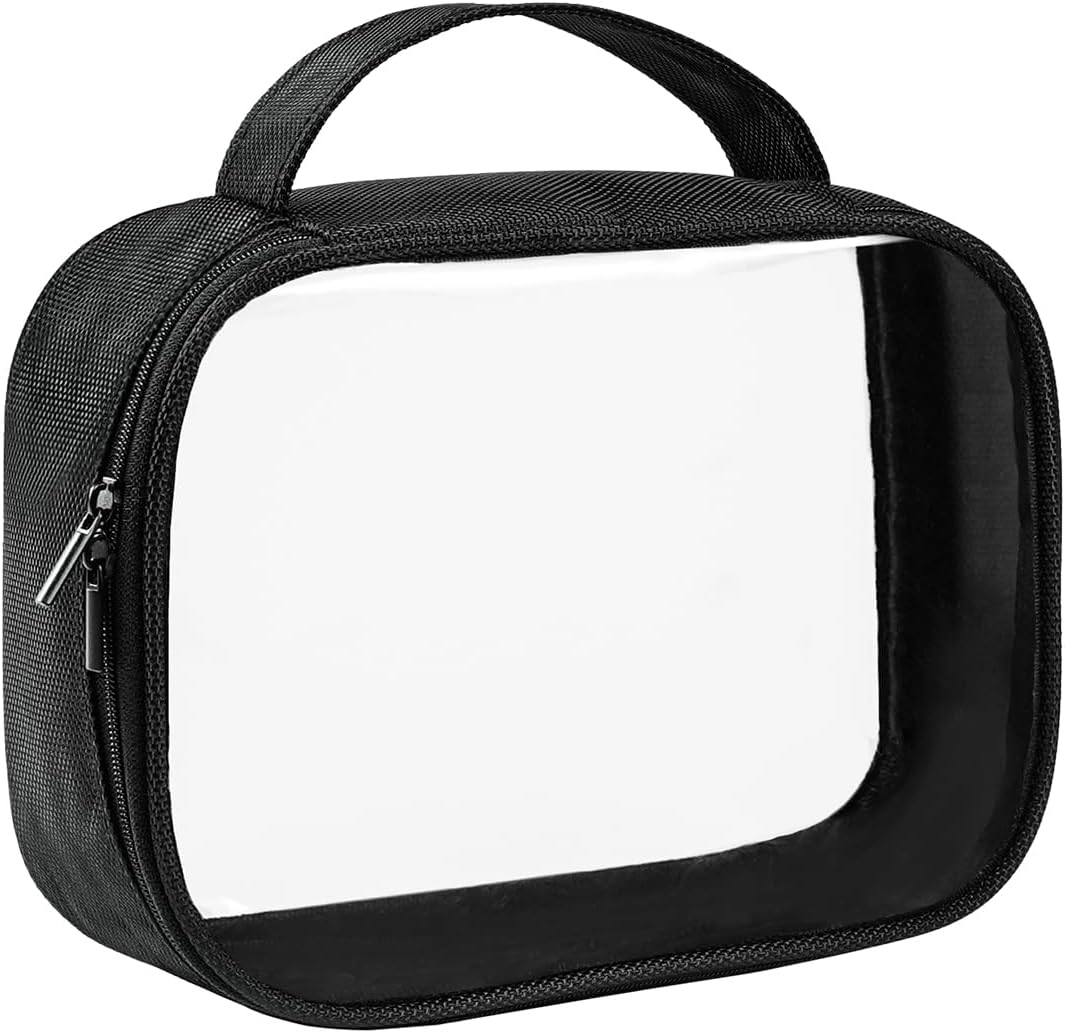 TSA Approved Toiletry Bag Clear Quart Size Travel Bags Makeup Bag | Large Opening, for Men and Women, Carry on Airline Compliant, Transparent Liquids Pouch, Grey