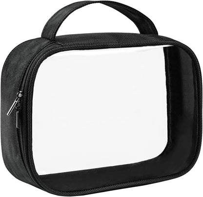 TSA Approved Toiletry Bag Clear Quart Size Travel Bags Makeup Bag | Large Opening, for Men and Women, Carry on Airline Compliant, Transparent Liquids Pouch, Grey