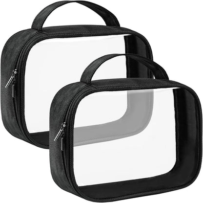 TSA Approved Toiletry Bag Clear Quart Size Travel Bags Makeup Bag | Large Opening, for Men and Women, Carry on Airline Compliant, Transparent Liquids Pouch, Grey