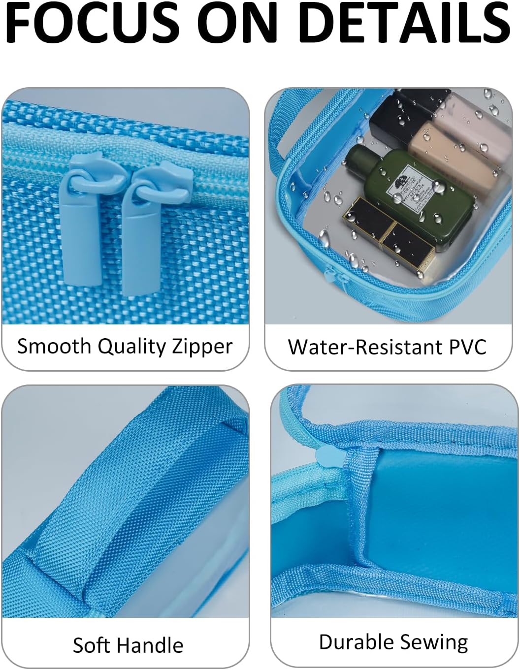 TSA Approved Toiletry Bag Clear Quart Size Travel Bags Makeup Bag | Large Opening, for Men and Women, Carry on Airline Compliant, Transparent Liquids Pouch, Grey