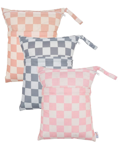 ALVA 2pcs Cloth Diaper Wet Dry Bags Waterproof Reusable with Two Zippered Pockets Travel Beach Pool Daycare Soiled Baby Items Yoga Gym Bag for Swimsuits or Wet Clothes L2629