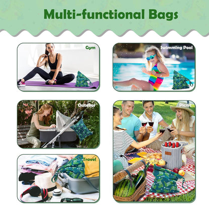 ALVA 2pcs Cloth Diaper Wet Dry Bags Waterproof Reusable with Two Zippered Pockets Travel Beach Pool Daycare Soiled Baby Items Yoga Gym Bag for Swimsuits or Wet Clothes L2629