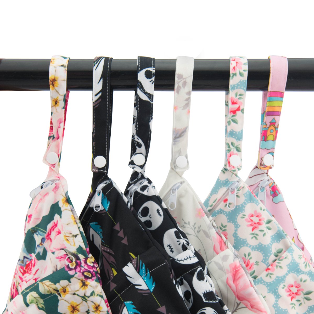 ALVA 2pcs Cloth Diaper Wet Dry Bags Waterproof Reusable with Two Zippered Pockets Travel Beach Pool Daycare Soiled Baby Items Yoga Gym Bag for Swimsuits or Wet Clothes L2629