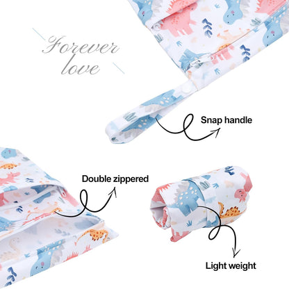 ALVA 2pcs Cloth Diaper Wet Dry Bags Waterproof Reusable with Two Zippered Pockets Travel Beach Pool Daycare Soiled Baby Items Yoga Gym Bag for Swimsuits or Wet Clothes L2629