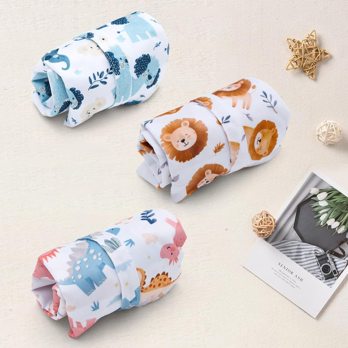 ALVA 2pcs Cloth Diaper Wet Dry Bags Waterproof Reusable with Two Zippered Pockets Travel Beach Pool Daycare Soiled Baby Items Yoga Gym Bag for Swimsuits or Wet Clothes L2629