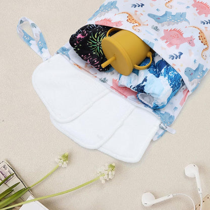 ALVA 2pcs Cloth Diaper Wet Dry Bags Waterproof Reusable with Two Zippered Pockets Travel Beach Pool Daycare Soiled Baby Items Yoga Gym Bag for Swimsuits or Wet Clothes L2629