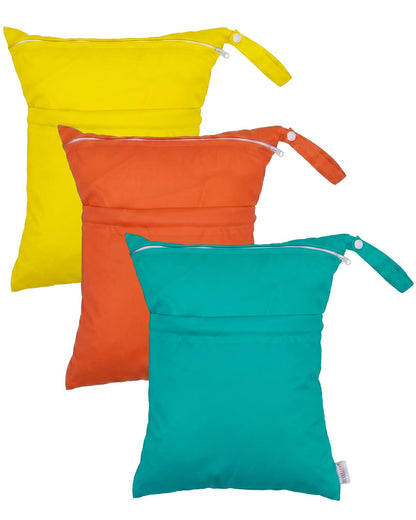 ALVA 2pcs Cloth Diaper Wet Dry Bags Waterproof Reusable with Two Zippered Pockets Travel Beach Pool Daycare Soiled Baby Items Yoga Gym Bag for Swimsuits or Wet Clothes L2629