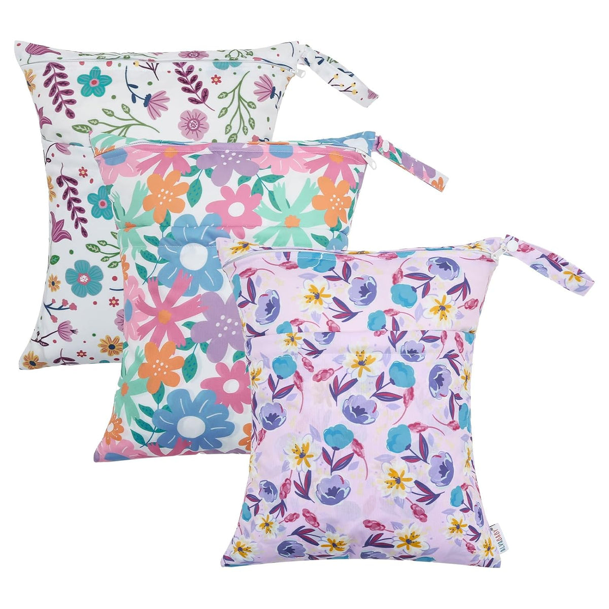 ALVA 2pcs Cloth Diaper Wet Dry Bags Waterproof Reusable with Two Zippered Pockets Travel Beach Pool Daycare Soiled Baby Items Yoga Gym Bag for Swimsuits or Wet Clothes L2629