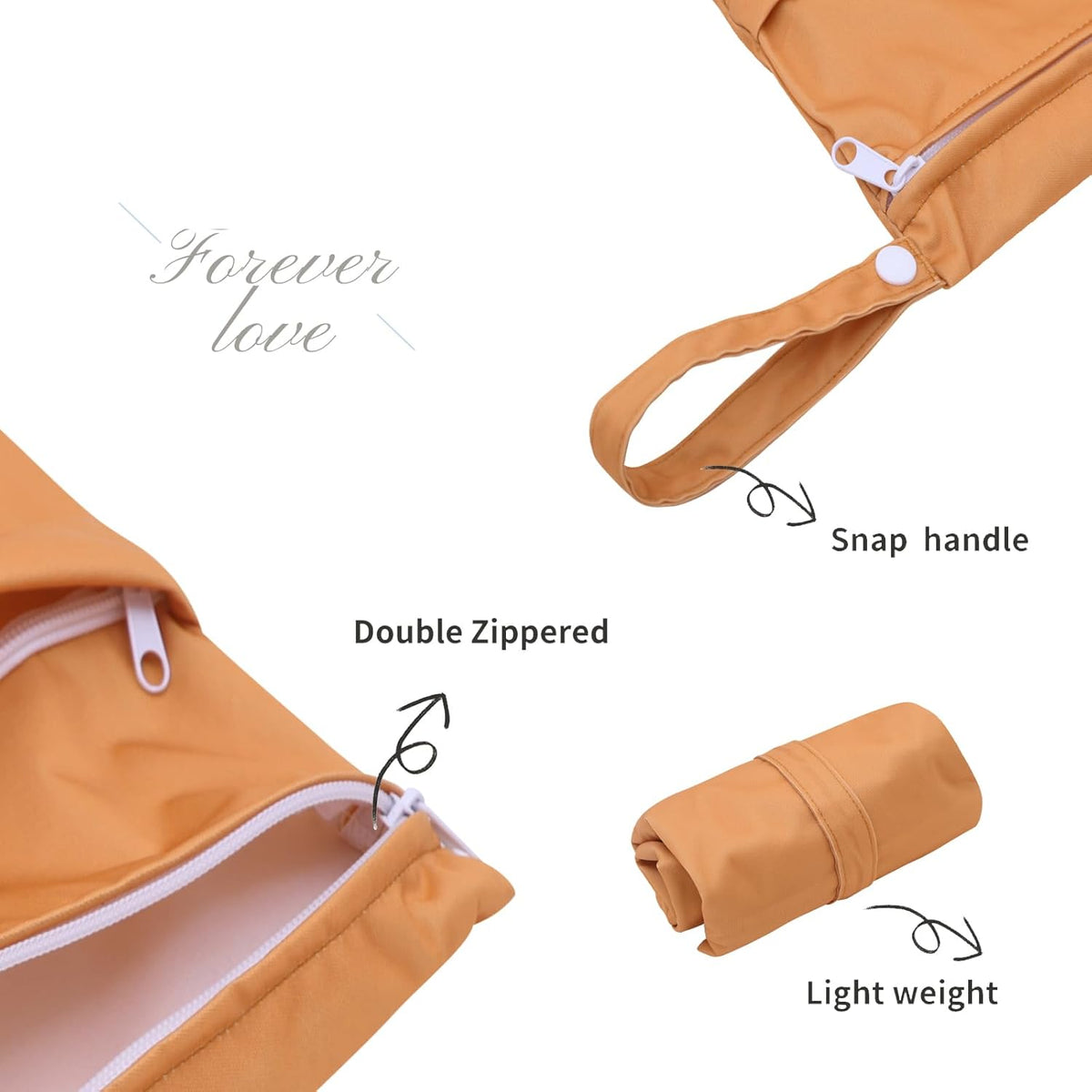 ALVA 2pcs Cloth Diaper Wet Dry Bags Waterproof Reusable with Two Zippered Pockets Travel Beach Pool Daycare Soiled Baby Items Yoga Gym Bag for Swimsuits or Wet Clothes L2629
