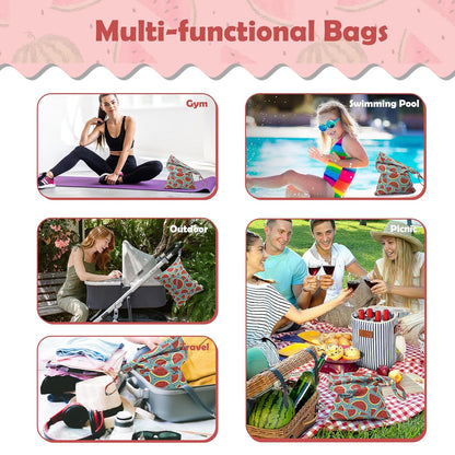 ALVA 2pcs Cloth Diaper Wet Dry Bags Waterproof Reusable with Two Zippered Pockets Travel Beach Pool Daycare Soiled Baby Items Yoga Gym Bag for Swimsuits or Wet Clothes L2629