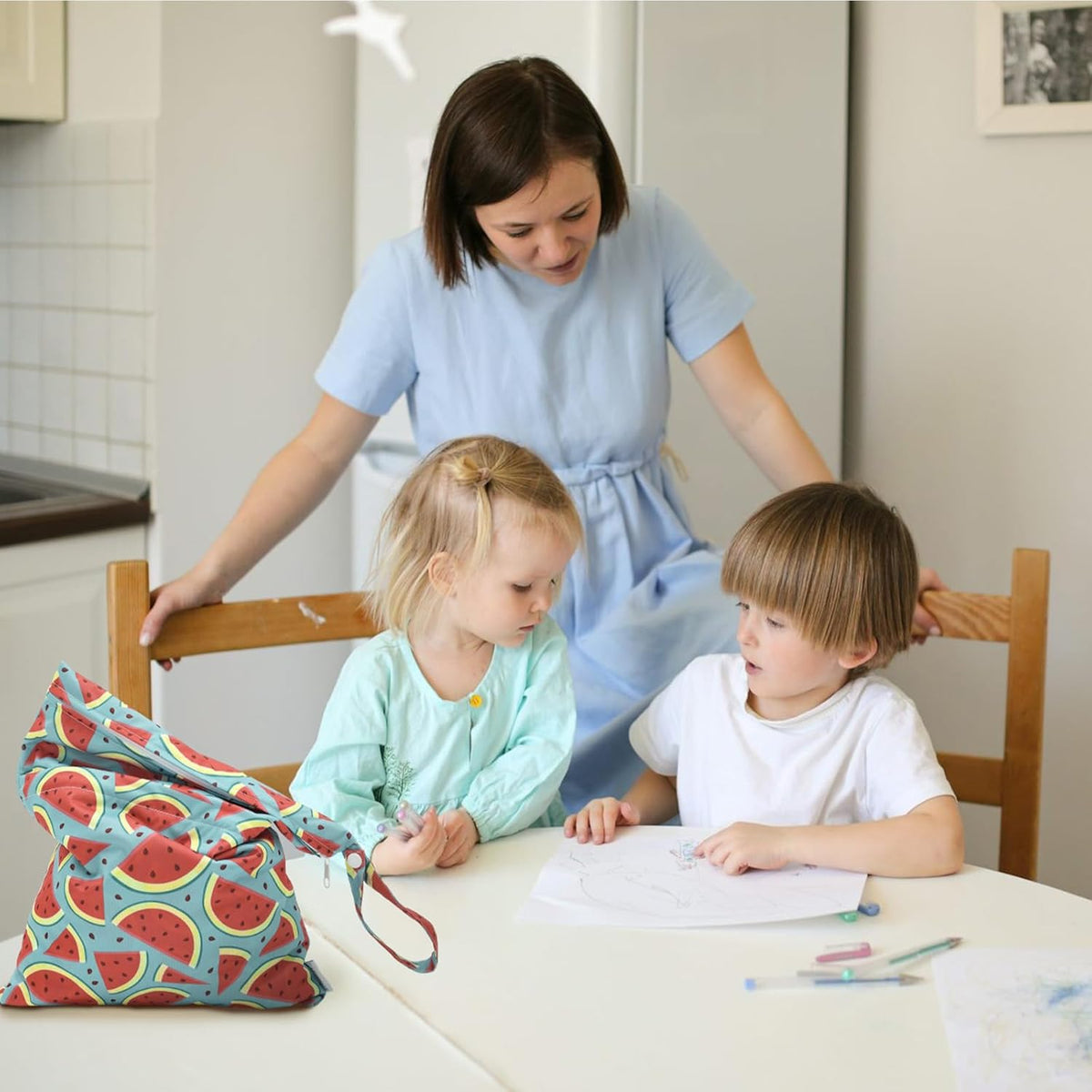 ALVA 2pcs Cloth Diaper Wet Dry Bags Waterproof Reusable with Two Zippered Pockets Travel Beach Pool Daycare Soiled Baby Items Yoga Gym Bag for Swimsuits or Wet Clothes L2629