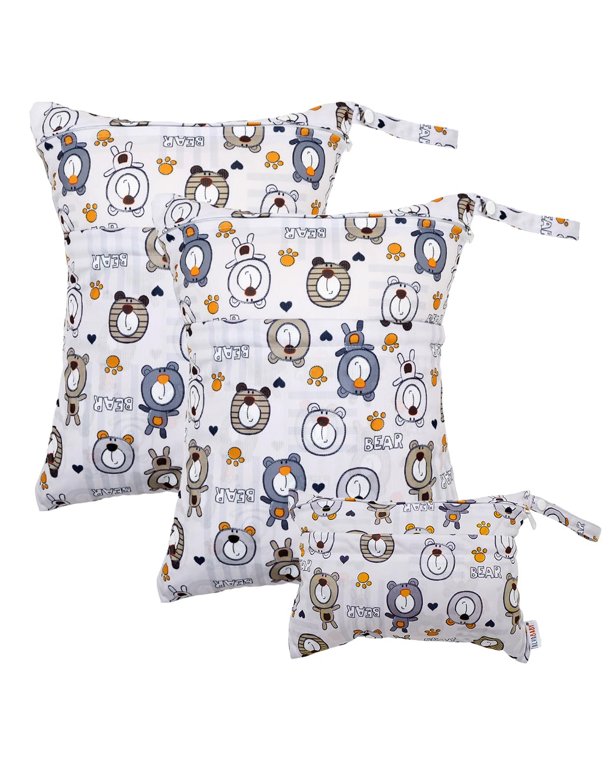 ALVA 2pcs Cloth Diaper Wet Dry Bags Waterproof Reusable with Two Zippered Pockets Travel Beach Pool Daycare Soiled Baby Items Yoga Gym Bag for Swimsuits or Wet Clothes L2629